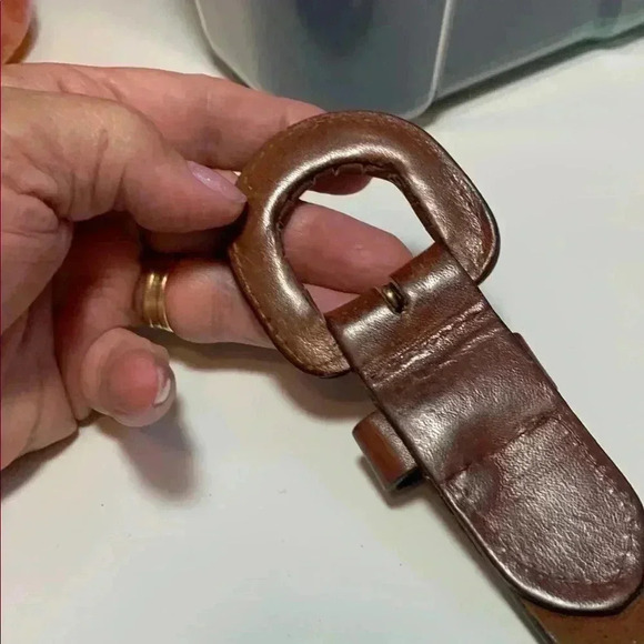 Vintage Dalmy’s Brown Embossed Thick, Rich Leather Belt and  Buckle Size XS - Picture 9 of 11